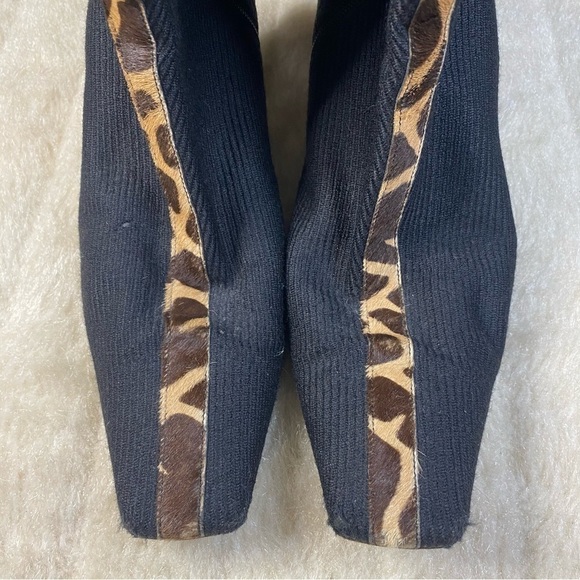𝅺DI Sandro Supreme Animal Print Black Square Toed Boot - Picture 4 of 11